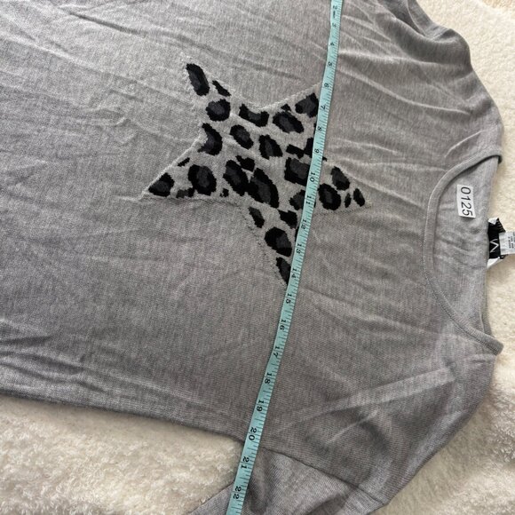 Magaschoni Womens Gray Leopard Star Print Sweater M - Picture 6 of 7